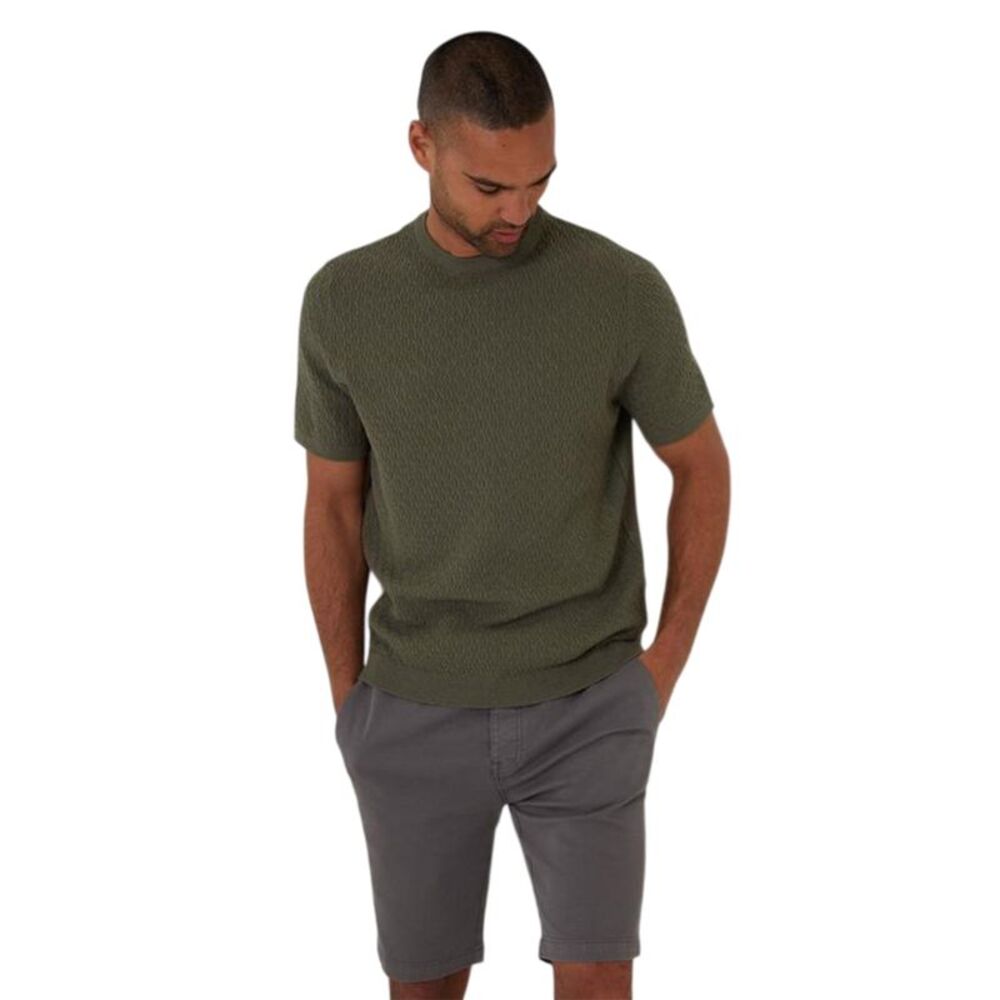 Threadbare Mens Textured Rib Knit Regular T-Shirt / Dark Sage